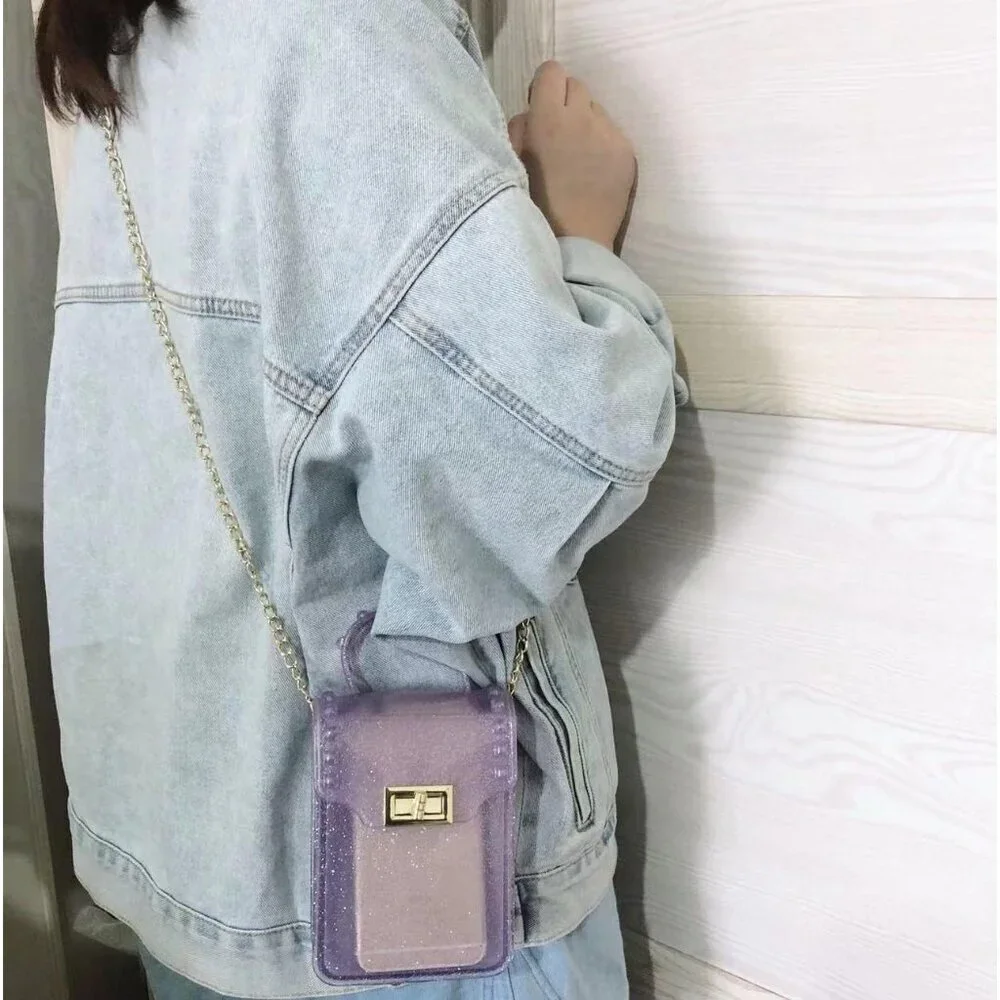 Jelly PVC Crossbody Wallet Cell Phone Purse Women's Shoulder Handbag